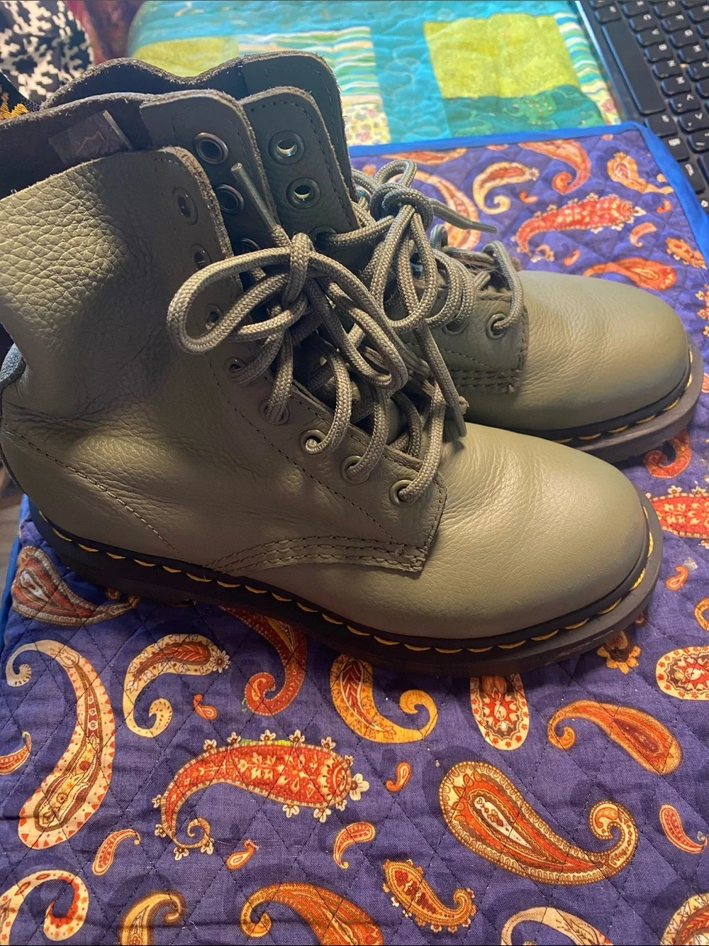 Dr Marten pascal sage green leather.